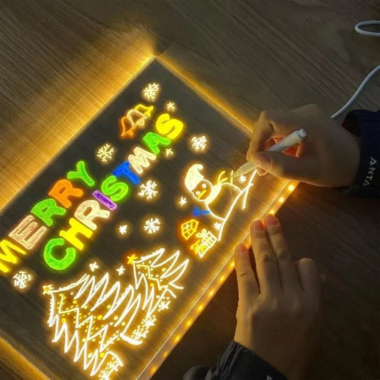 LED Acrylic Drawing Board – Glow Writing & Message Night Light for Kids