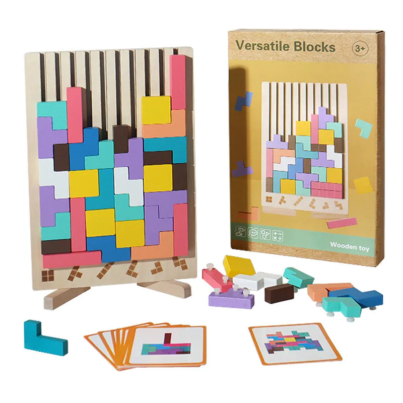 3D Wooden Puzzle Blocks™ – Montessori Logic & Problem-Solving Toy