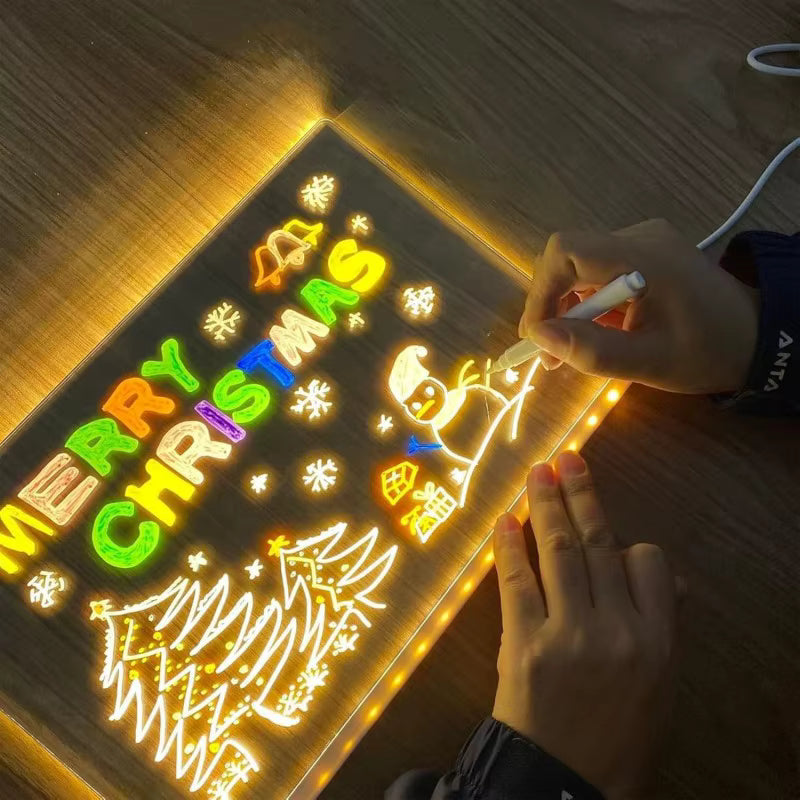 LED Acrylic Drawing Board – Glow Writing & Message Night Light for Kids