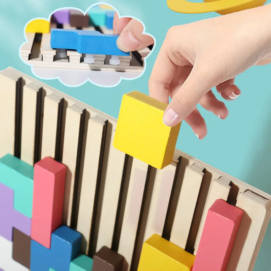 3D Wooden Puzzle Blocks™ – Montessori Logic & Problem-Solving Toy