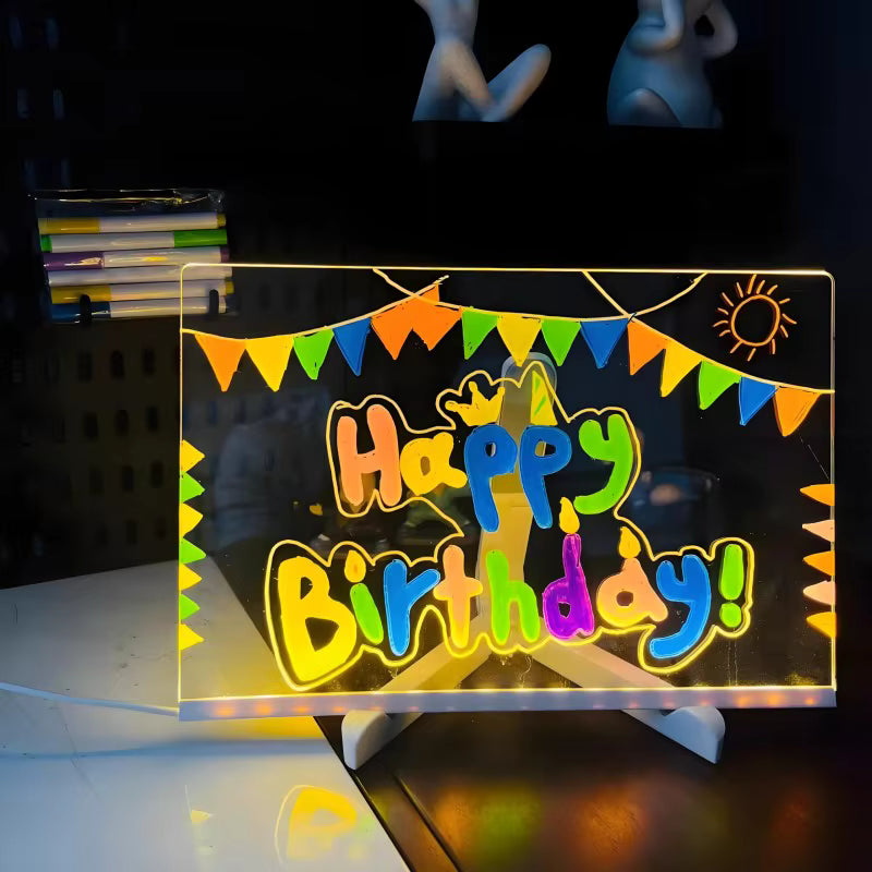 LED Acrylic Drawing Board – Glow Writing & Message Night Light for Kids
