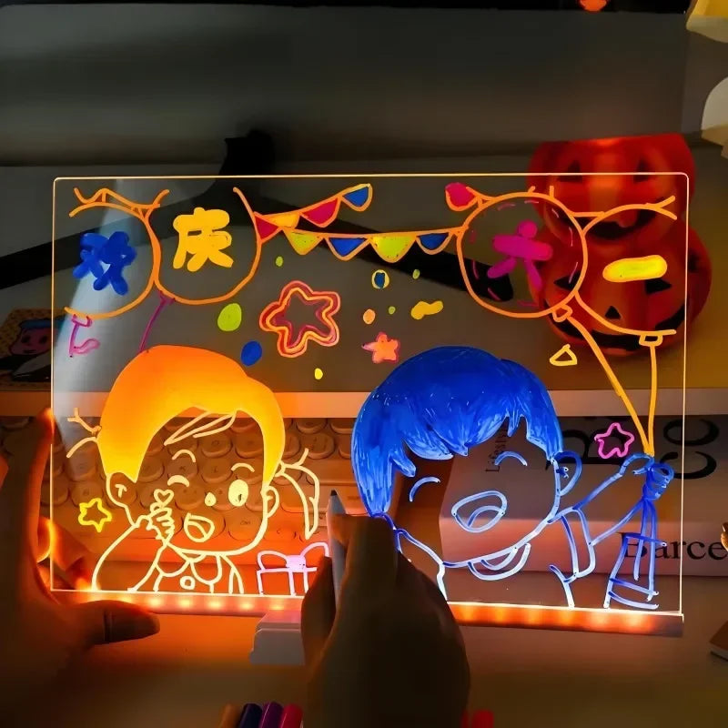 LED Acrylic Drawing Board – Glow Writing & Message Night Light for Kids