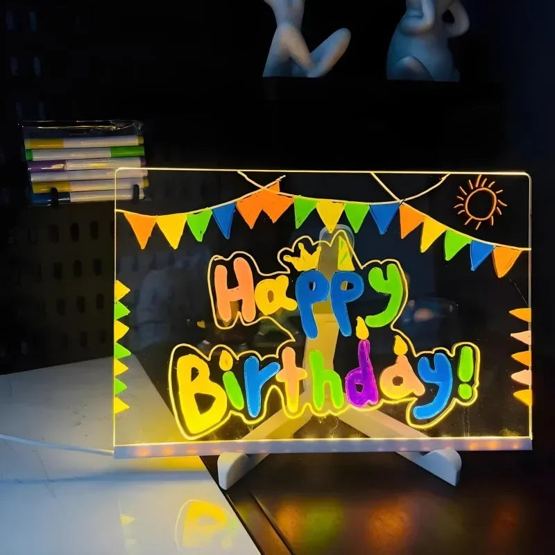 LED Acrylic Drawing Board – Glow Writing & Message Night Light for Kids