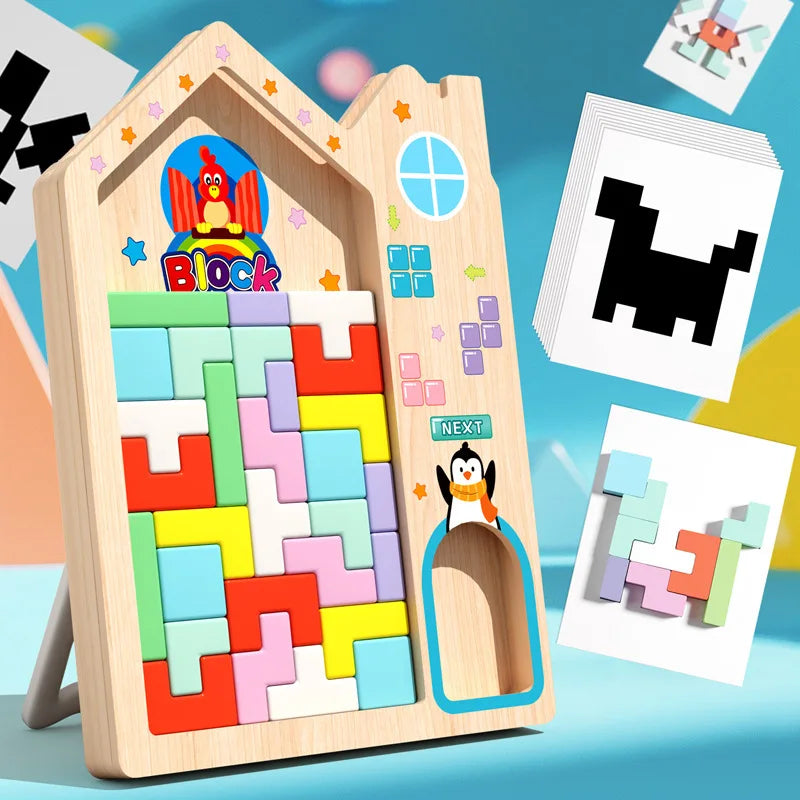 3D Wooden Puzzle Blocks™ – Montessori Logic & Problem-Solving Toy