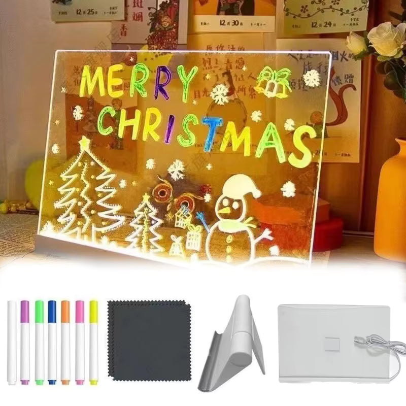 LED Acrylic Drawing Board – Glow Writing &amp; Message Night Light for Kids