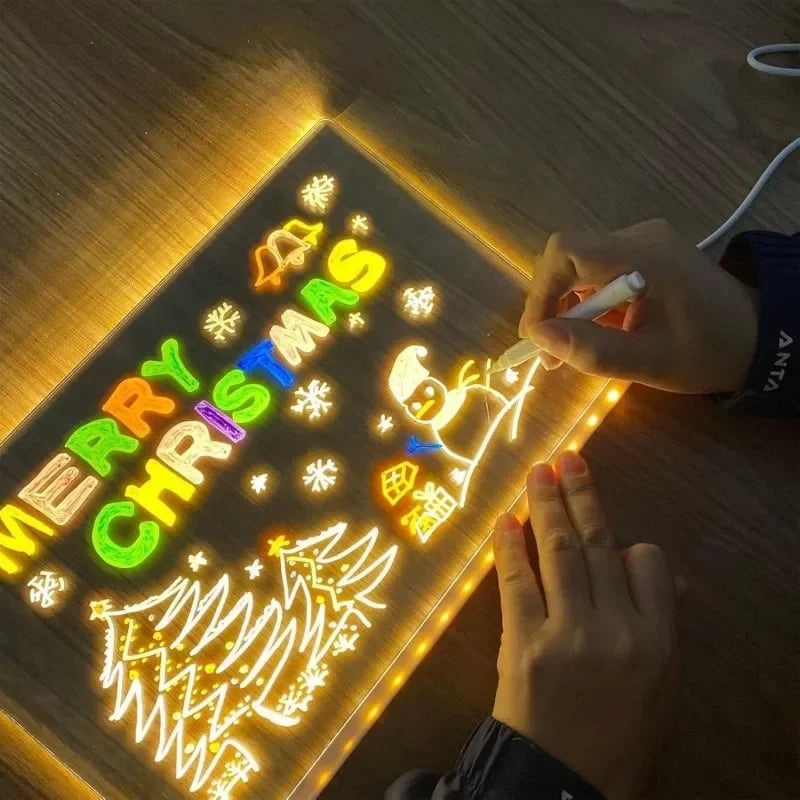LED Acrylic Drawing Board – Glow Writing &amp; Message Night Light for Kids