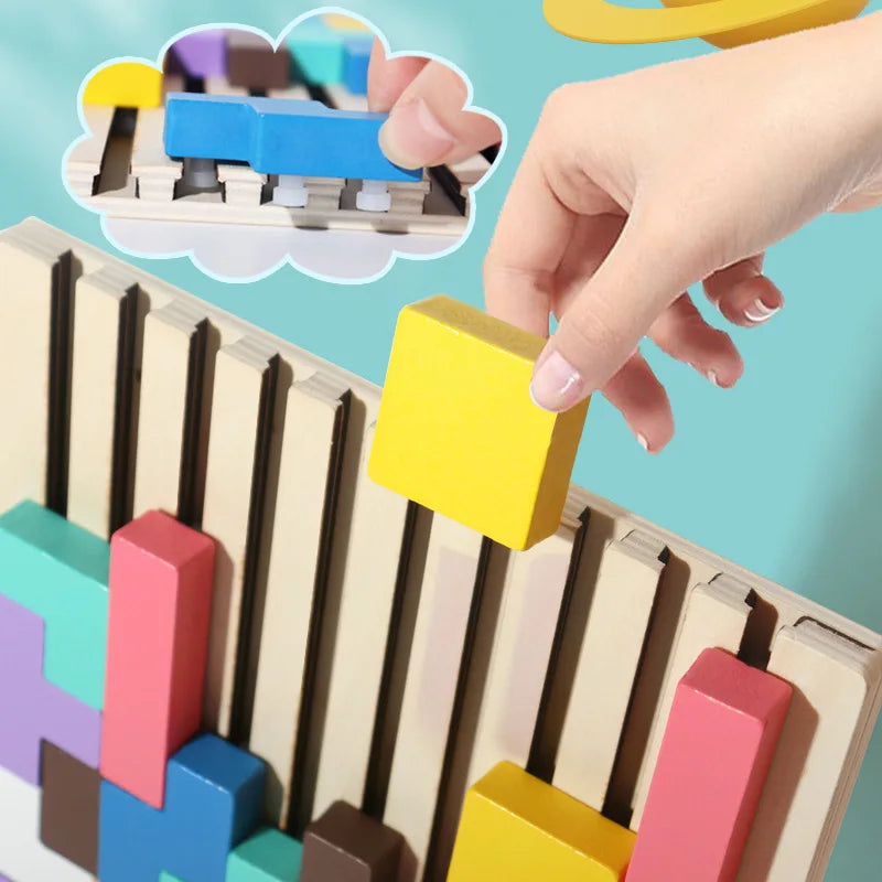 3D Wooden Puzzle Blocks™ – Montessori Logic & Problem-Solving Toy