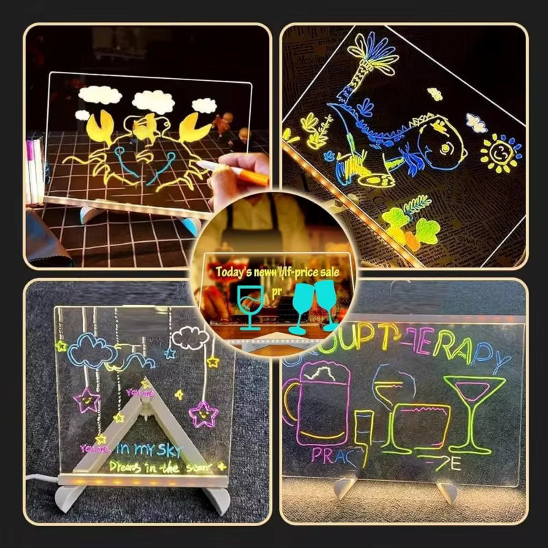 LED Acrylic Drawing Board – Glow Writing &amp; Message Night Light for Kids